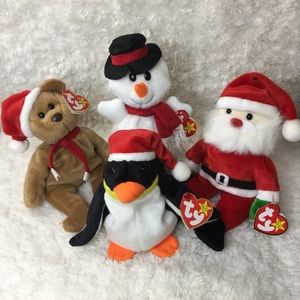 Ty Christmas Beanie Baby Bundle 1997 Teddy Santa
